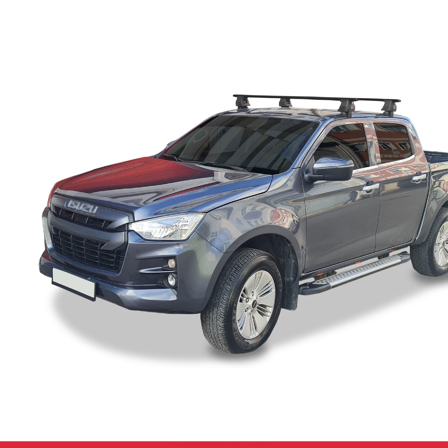 Kompatibel mit Isuzu D-Max 3 (RG01) 2020-2025 ACE-4 Relingträger Dachträger Auto Gepäckträger Schwarz Aluminium 2 Stangen