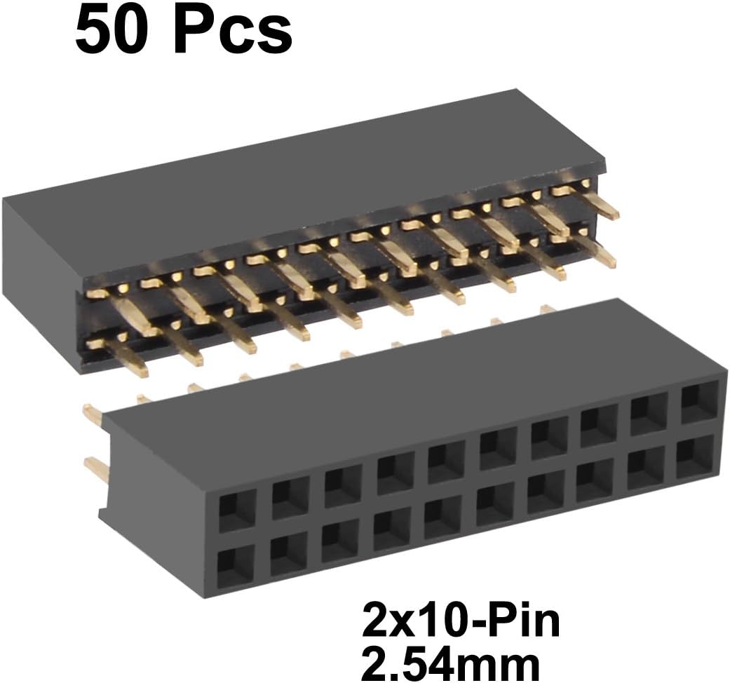 sourcing map 50Pcs 2.54mm Pitch 2x10-Pin Double Row Straight Connector Female Pin Header Strip PCB Board Socket - Image 3