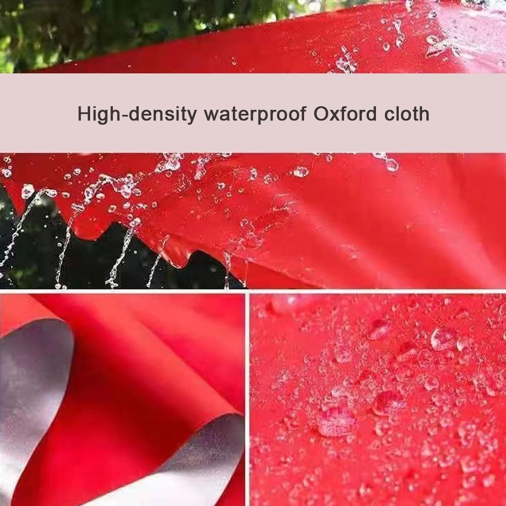 Telo di Ricambio per ombrellone Rettangolare 10x6,5 Piedi, 6 Stecche, Telo di Ricambio per ombrellone da Mercato, Protezione UV (Rosso, 250x200 cm/8'x6,5')