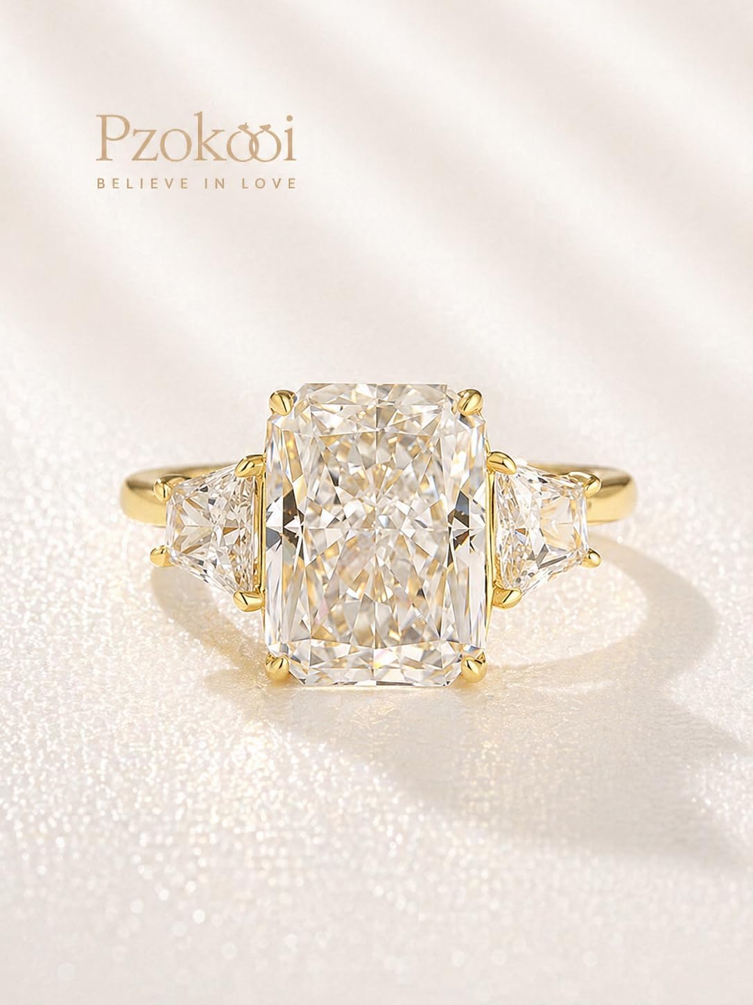 4.5CT Radiant Cut Engagement Ring for Women,925 Sterling Silver Three Stone CZ Simulated Diamond Promise Ring for Wedding,Travel,Daily