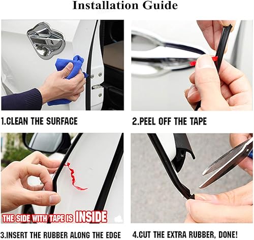 Miniatura 4 de Protector de borde de puerta de automóvil, tiras de moldura protectora de bordes, cubierta anticolisión y arañazos para la mayoría de los autos, 32