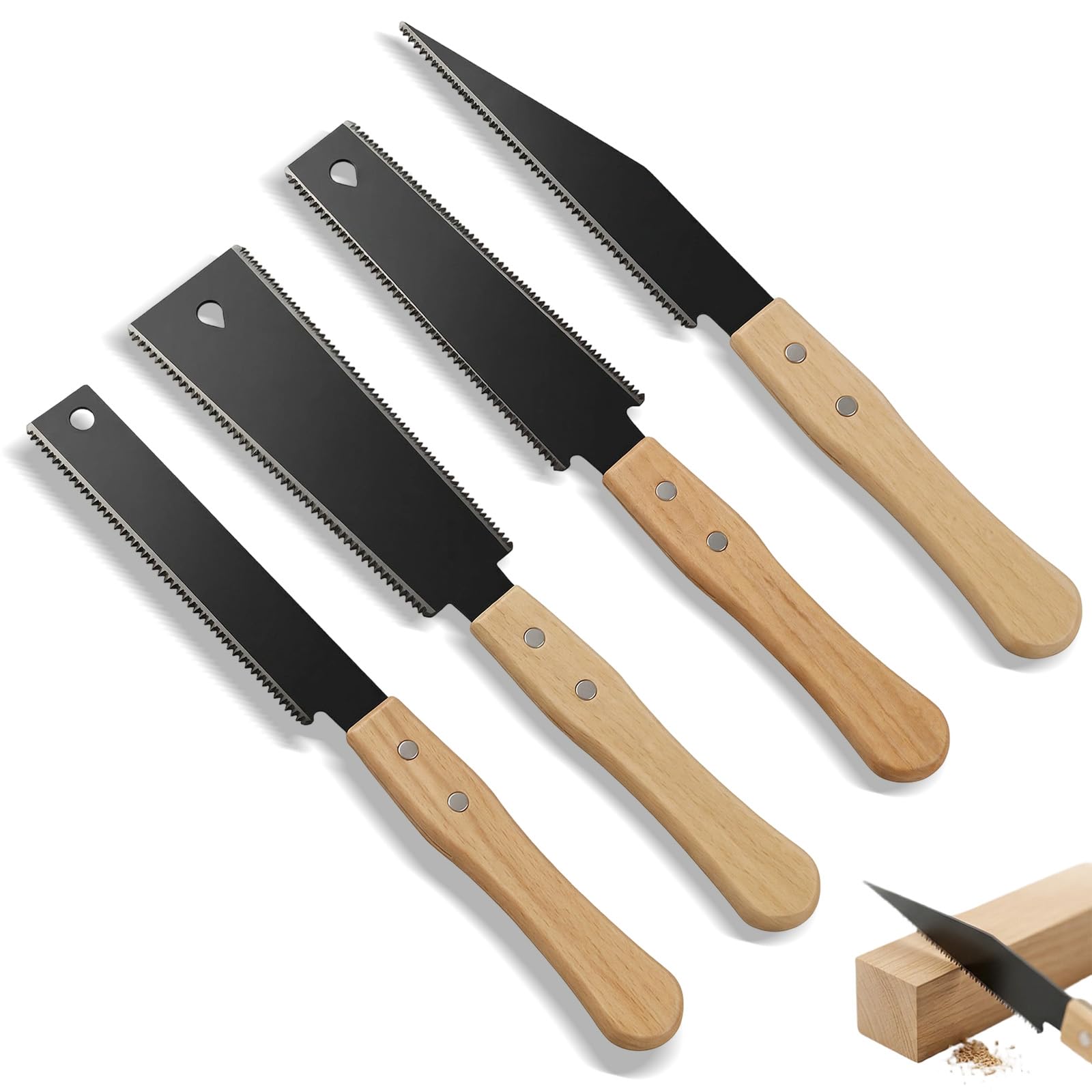 Xdealcozyxc 4 Pcs Hand Saw For Wood, Japanese Double Edged 65Mn Saws For Woodworking Fine Cut