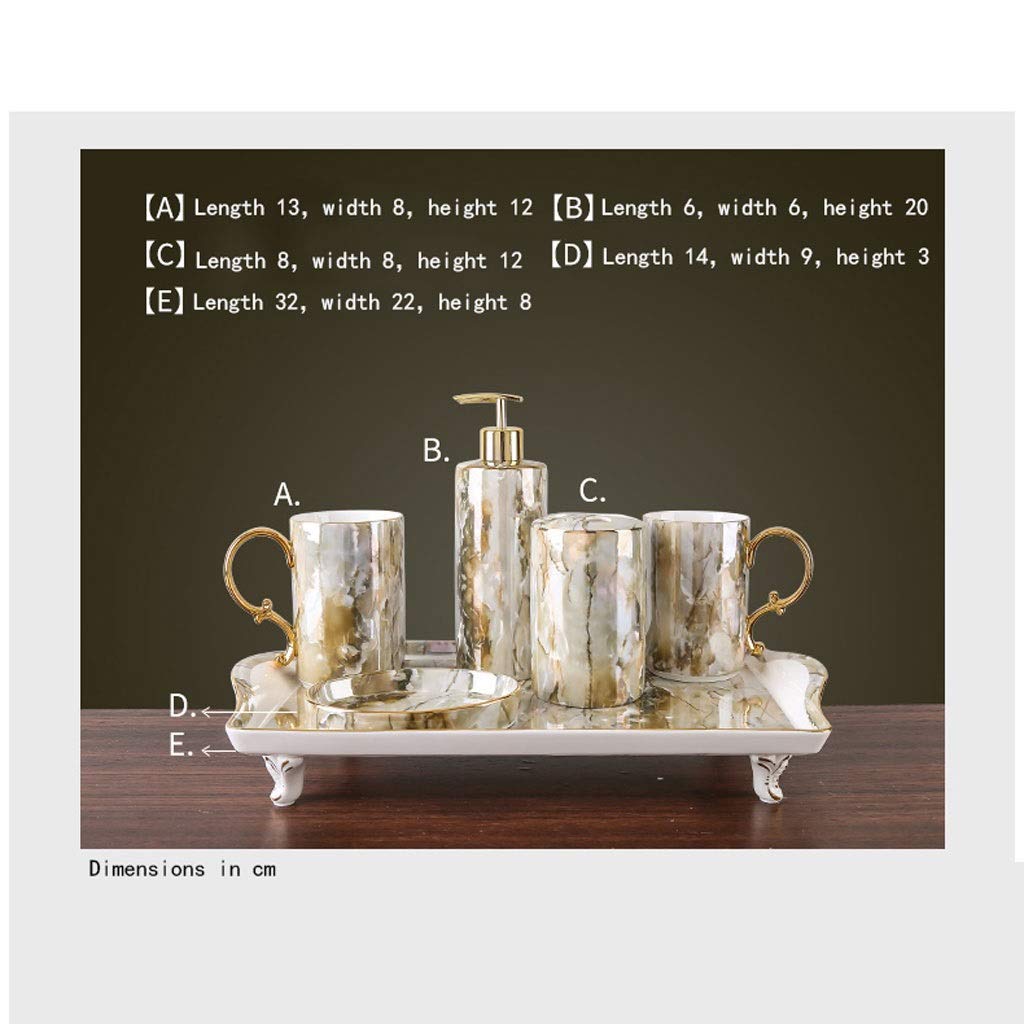 Botellas de jabón Accesorios de baño Set de baño de cerámica de estilo europeo de artículos de tocador higiénico Cepillo de dientes Copa set de lavado Baño de seis piezas Set Dispensador de jabón