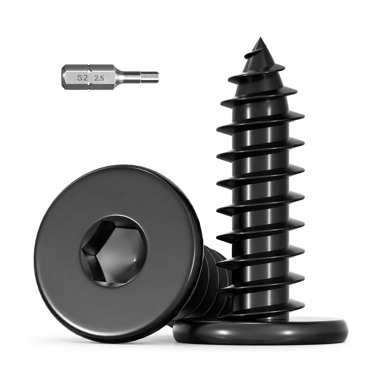 Wavanta 100Pcs M4 x 6mm Black Self Tapping Screws