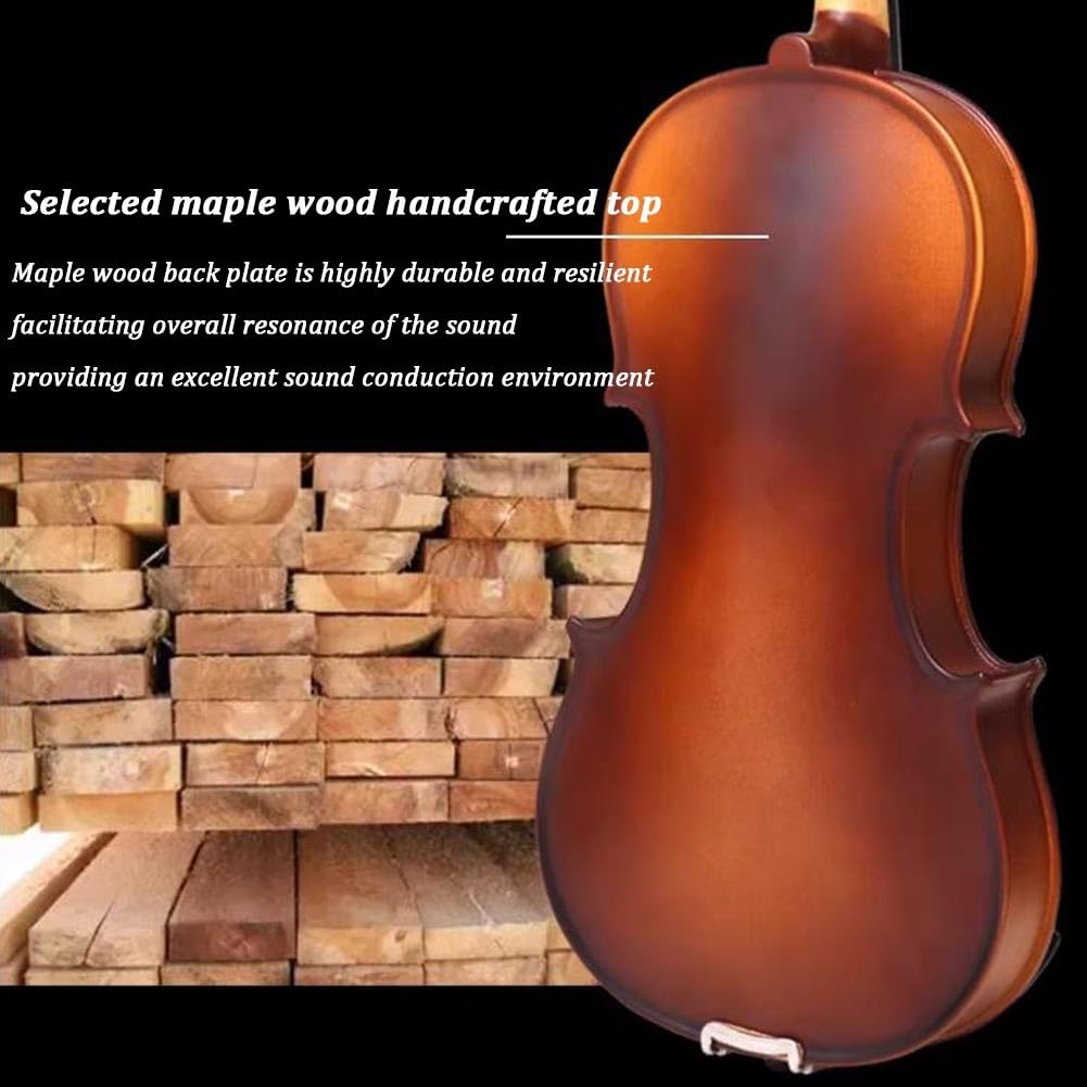 Set Per Violino 4/4, Violino Standard In Legno Massello Per Principianti, Adulti E Studenti, Con Custodia Rigida, Spalliera, Pece, Archetti, Accordatore A Clip E Corde Extra(4/4)