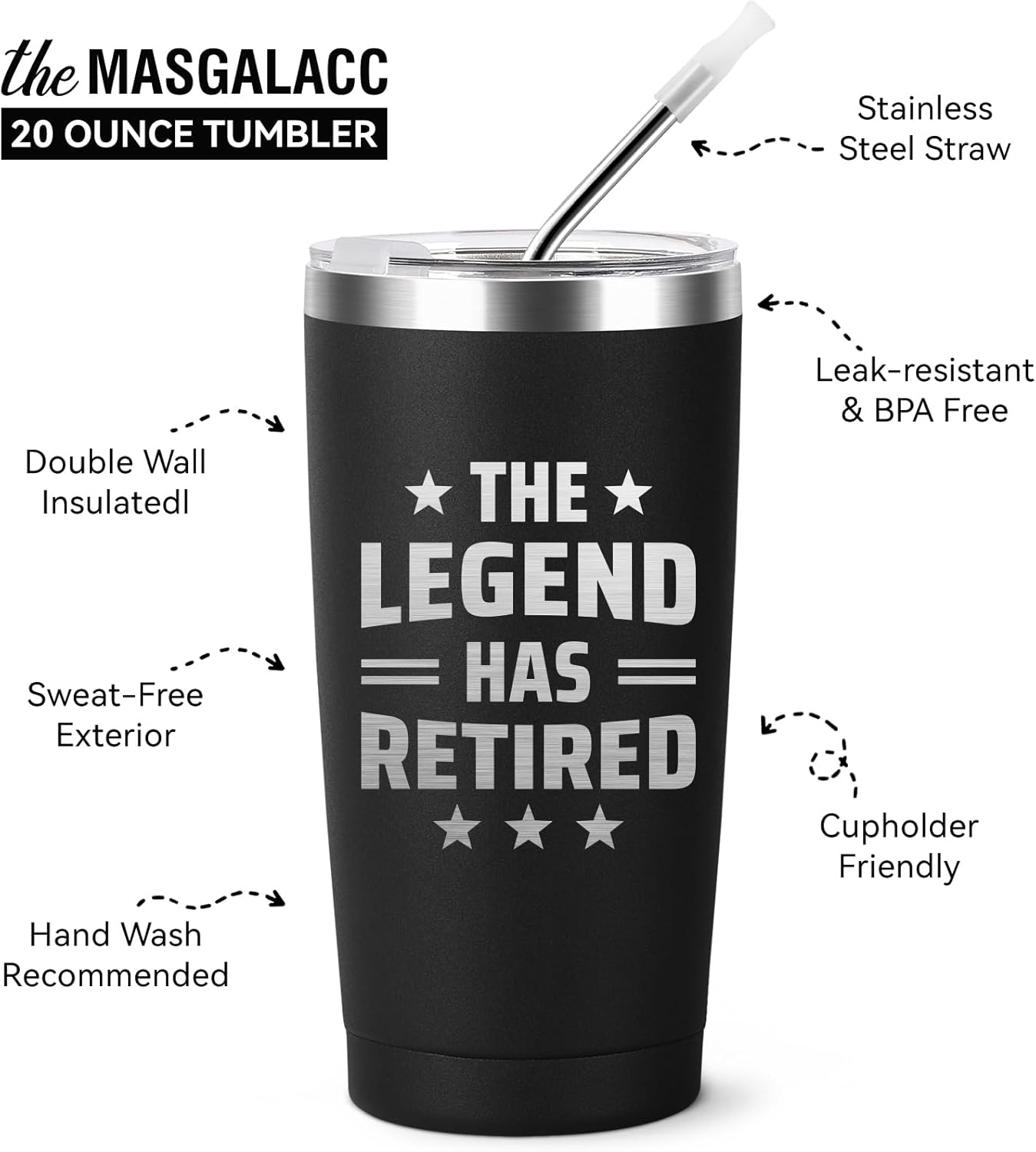 MASGALACC Retirement Gift For Men 2025 - Goodbye Present, Going Away Gift, Farewell Gifts For Coworkers - Retirement Gifts For Men From Colleague, Friend, Family - 20 Oz Tumbler - Image 2