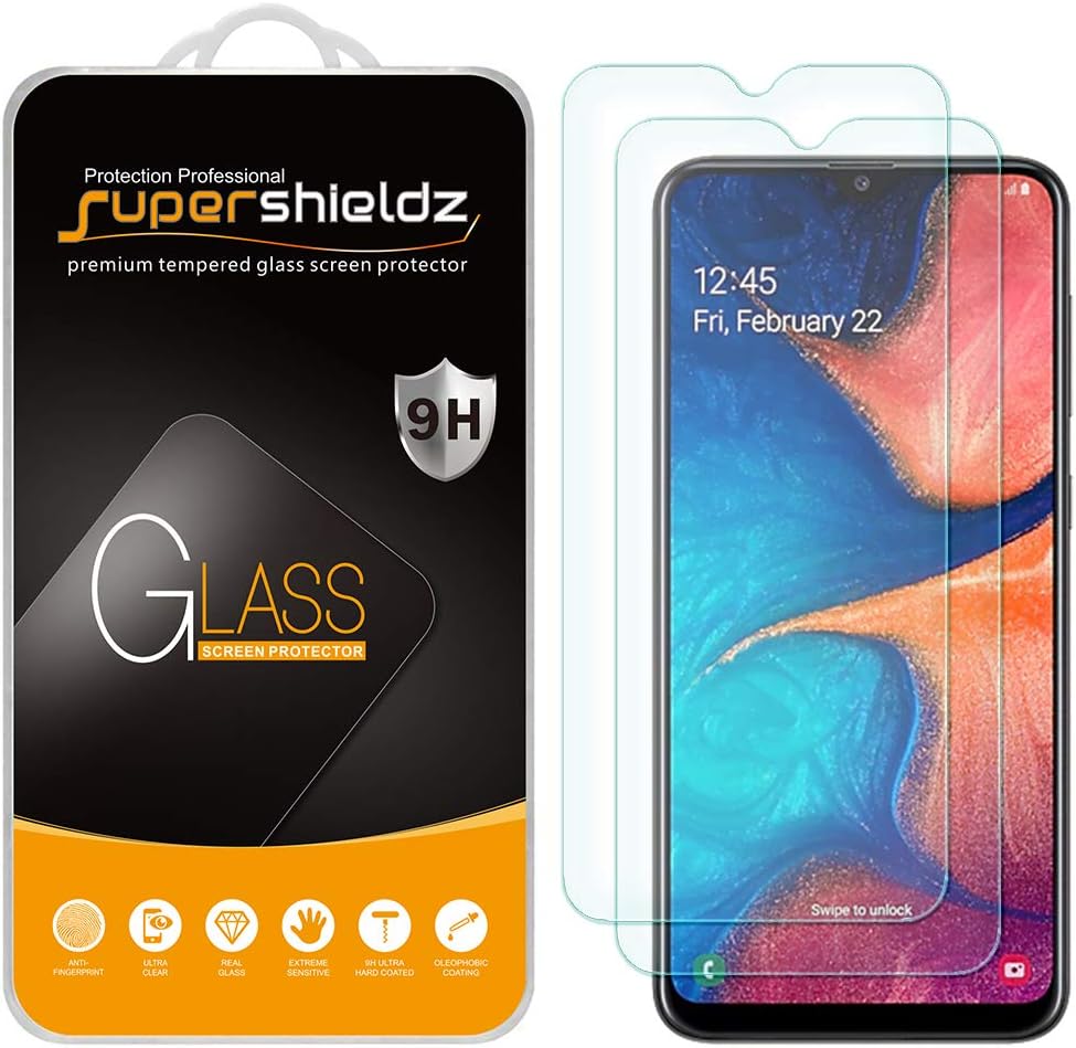 Supershieldz (2 Pack) Designed for Samsung Galaxy A20 (Not Fit for Galaxy S20) Tempered Glass Screen Protector, Anti Scratch, Bubble Free