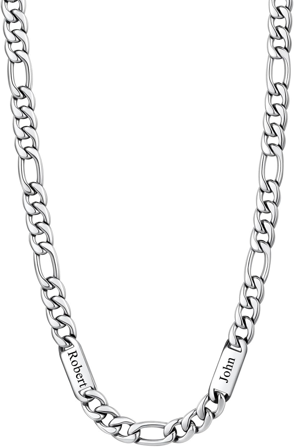 U7 Custom Figaro Name Necklace for Men Women,5mm/7mm Width Personalized Silver/14K Gold Plated/Black Figaro Hip-hop Chain-Valentines Fathers Day Anniversary Jewelry Gift for Him Dad Husband