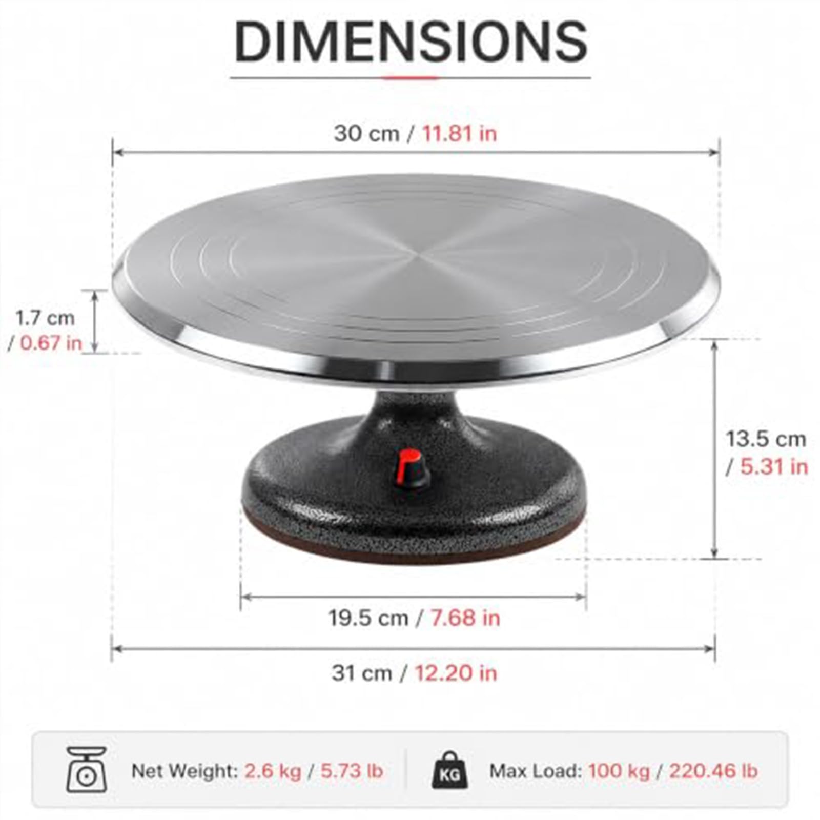 Motorisierter Kuchen-Drehteller, Elektrischer Kuchen-Drehteller 12 Zoll