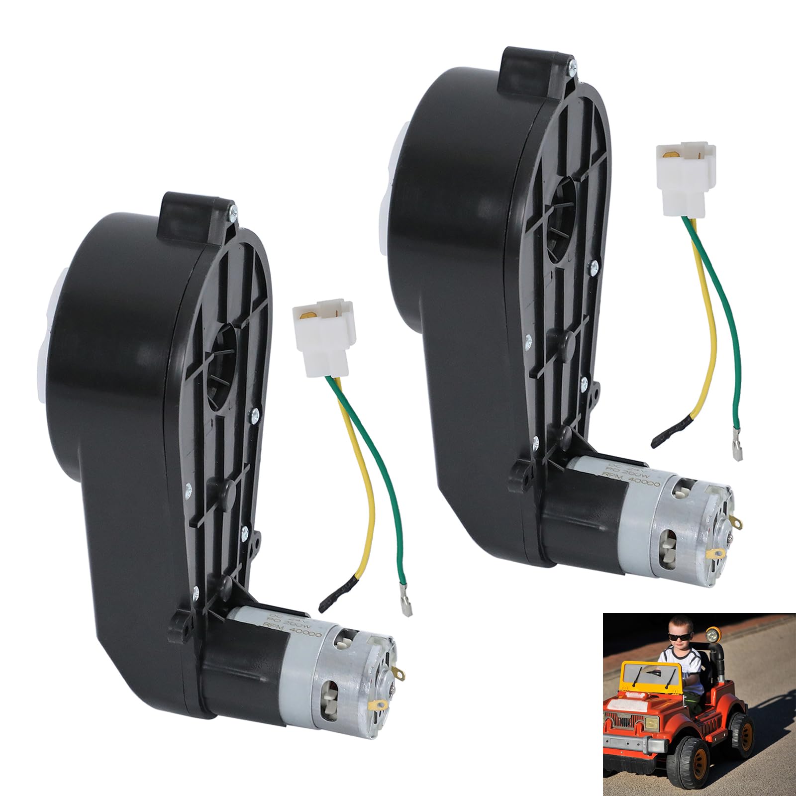 Inscrip Motore elettrico,motore di azionamento ad alta velocità,scatola di trasmissione per motore elettrico, motore di trasmissione per giocattoli,guida auto,ricambi auto giocattolo (24V 40000RPM x2)
