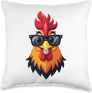 Funny Smiling Rooster Chicken cool Graffiti Urban art street Throw Pillow