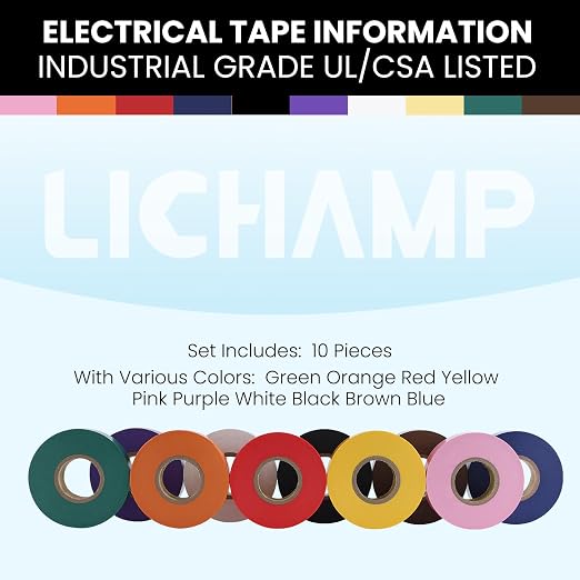 Cinta aisladora eléctrica Lichamp 10 unidades multicolor 3/4 in x 66 ft miniatura 2