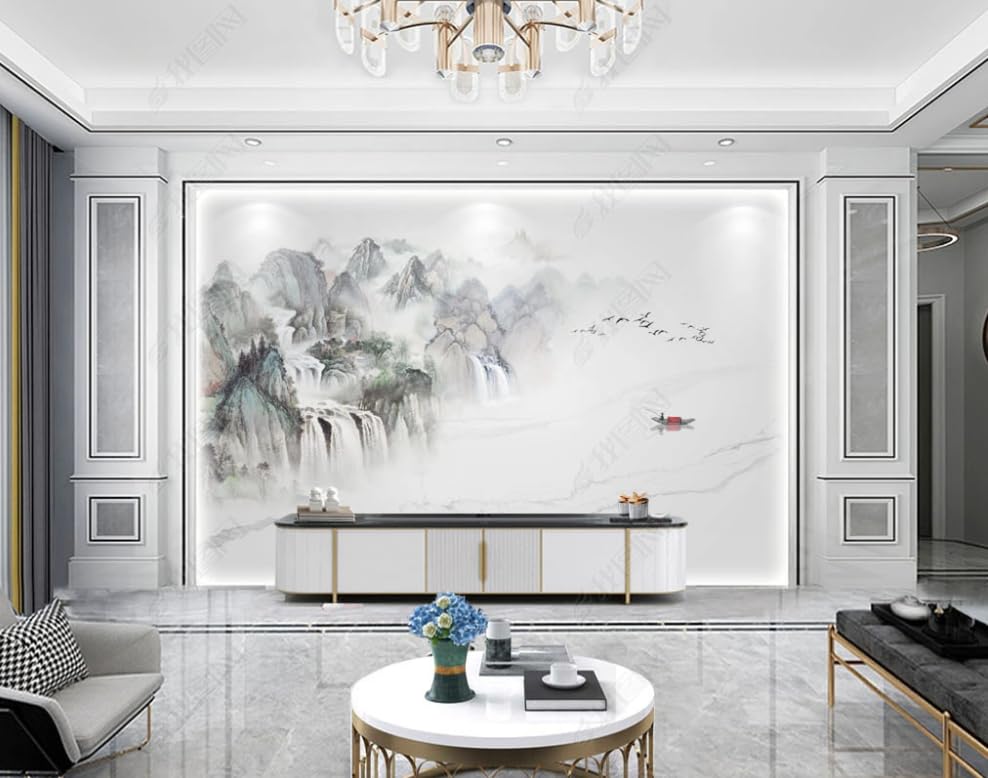Papier peint intissé paysage chinois pour cacher les imperfections d'un grand mur