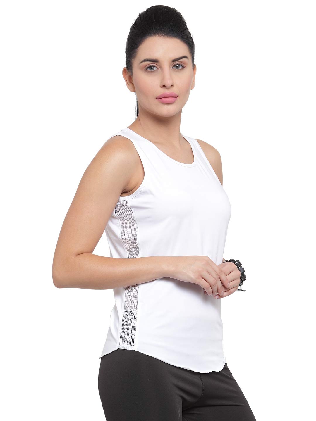 Boston Club Solid Slim fit with Mesh Women Sports T-Shirt for Gym