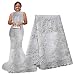 pqdaysun 5 Yards African Lace Fabrics Nigerian French Lace Fabric F50614 (5 Yards, White)