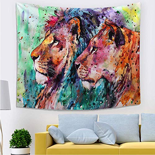 Maelove Decor Tapestry Lion Elegant Hippie Psychedelic Wall Art Romantic Tapestries for Dorms Bedroom Living Room Decor（51.2 X 59 inches）