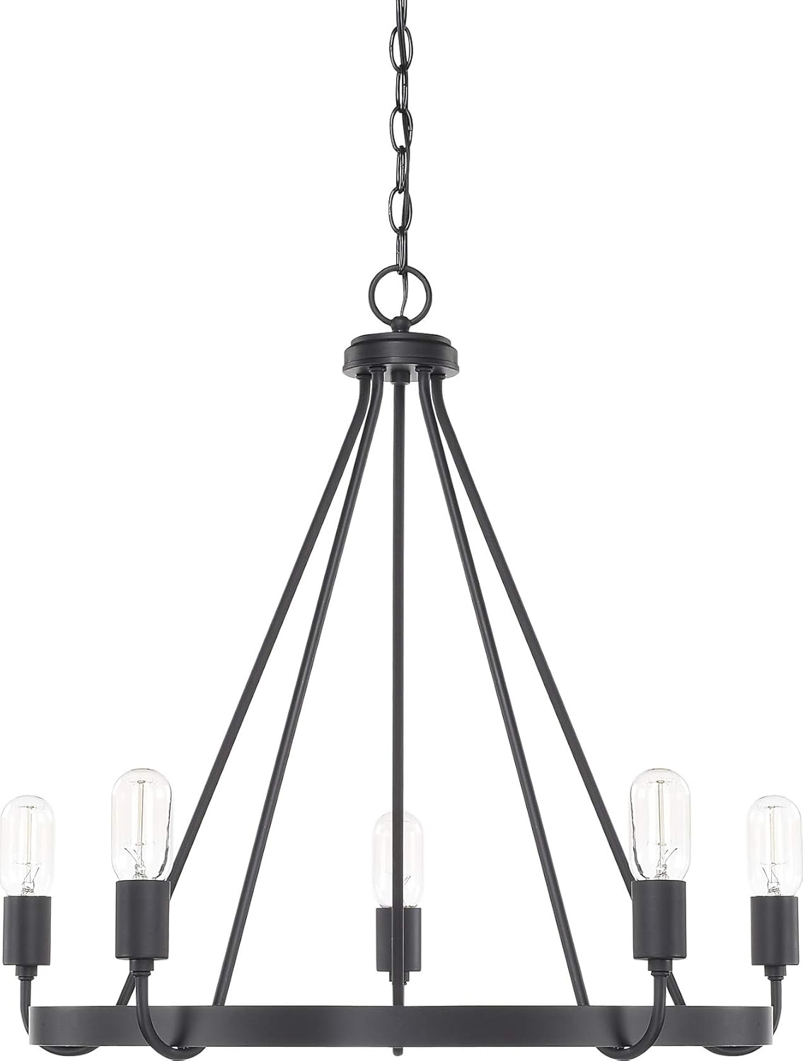 HomePlace by Capital Lighting 420061MB Tanner Urban/Industrial Round Chandelier, 5-Light 500 Total Watts, 25" H x 27" W, Matte Black