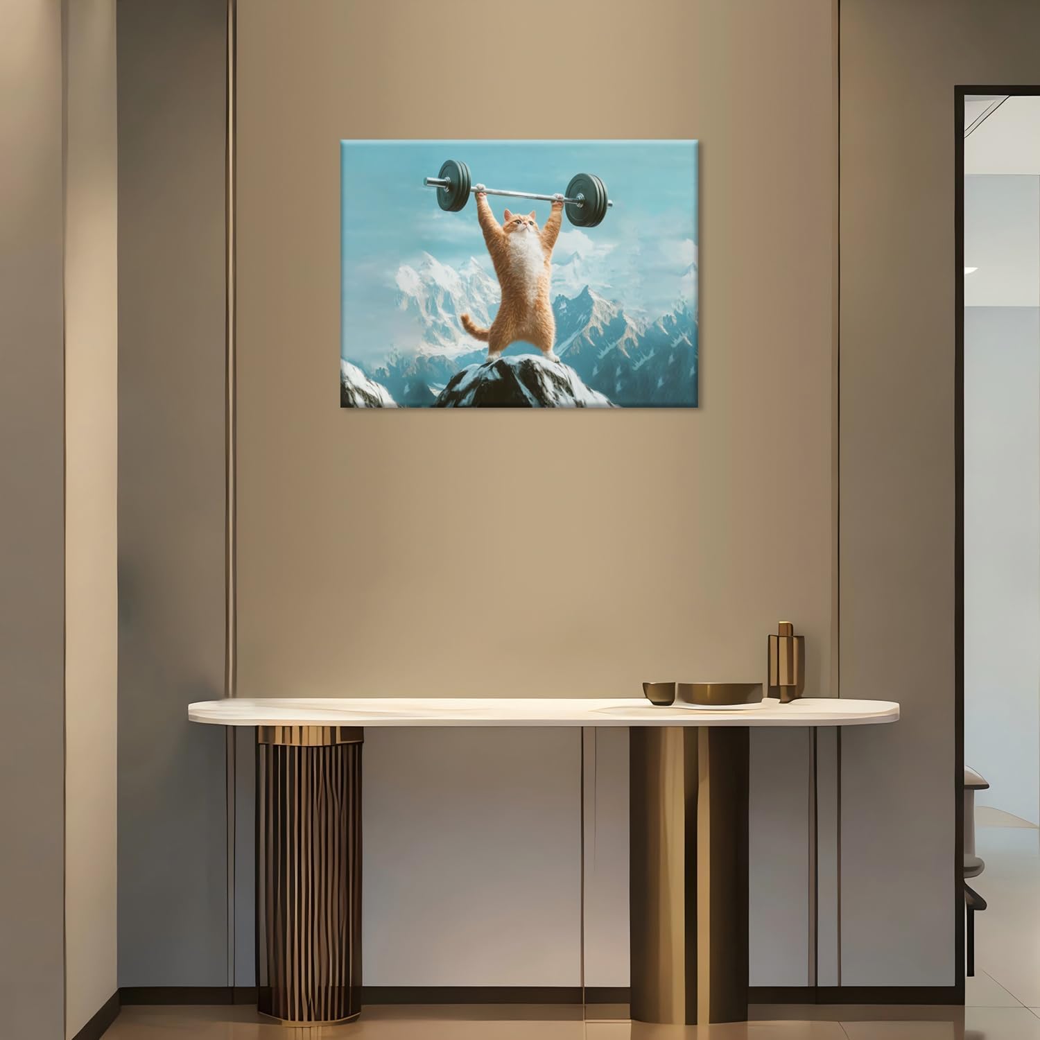 Get Fit with a Smile: Review of the Hilarious Weightlifting Cat Wall Art