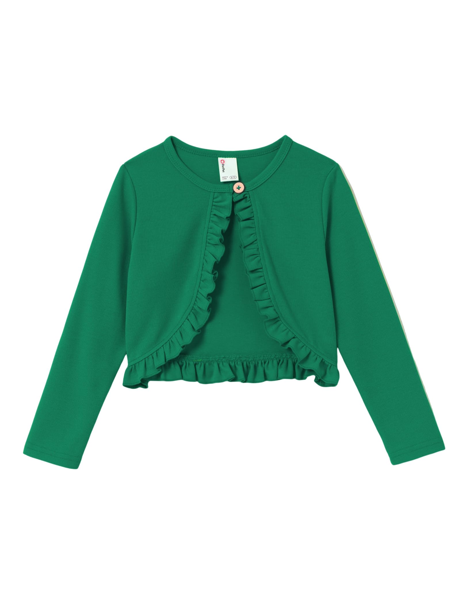 PATPAT Girls Cardigan Bolero Ruffle Open Front Button Cover Up Tops 4-12Y