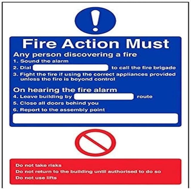 VSafety General Fire Action Dial Sign - Portrait - 200mm x 300mm - 1mm Rigid Plastic