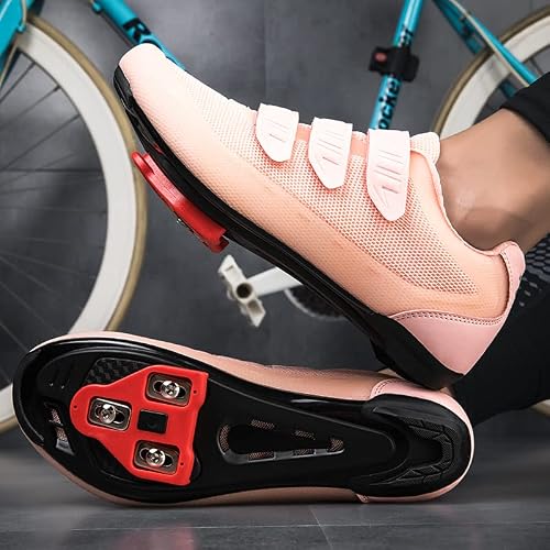 Mens Womens Indoor Cycling Shoes Compatible With Peloton Bike Shoes Cycling Shoes With Delta Cleats Clip Outdoor Pedal Spd Road Bike Shoes,Pink #TOP5