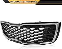 Vista 6 de Rejilla de parachoques superior cromada delantera compatible con Kia Forte5 Hatchback EX LX 2017 2018 reemplaza 86350A7810 86350-A7810