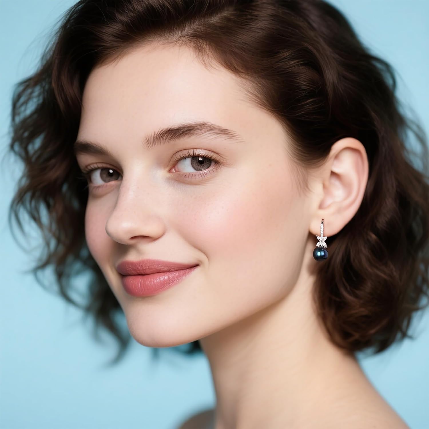 Pearl Drop Earrings for Women - 925 Sterling Silver 18k Gold Plated Hypoallergenic White/Black/Blue/Golden/Purple Freshwater/Saltwater Cultured Pearls Ear Hook Earrings with Cubic Zirconia - Image 4