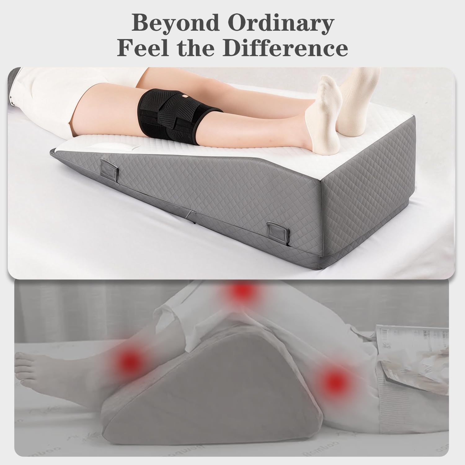 Hapiclody Leg Elevation Pillow for After Surgery – Adjustable Height Knee Surgery Recovery Leg Support Pillow, Designed for Knee Replacement Recovery, Double Legs Elevating Wedge