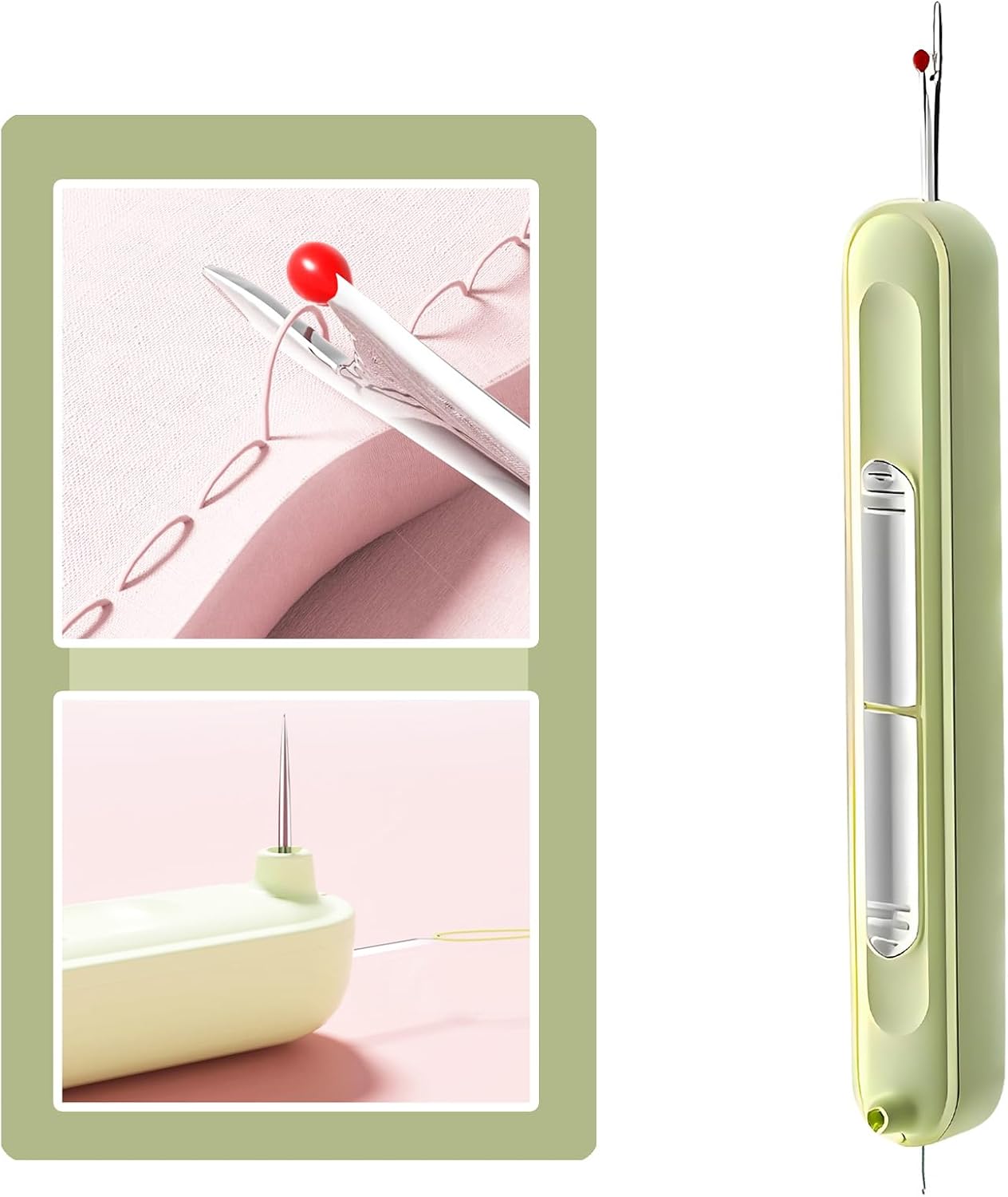 Upgraded 2 in 1 Automatic Needle Threaders Seam Ripper,Quilting Supplies Sewing Kit,Quick Sewing Machine Loop Needle Threaders (1PCS-Green) Thumbnail