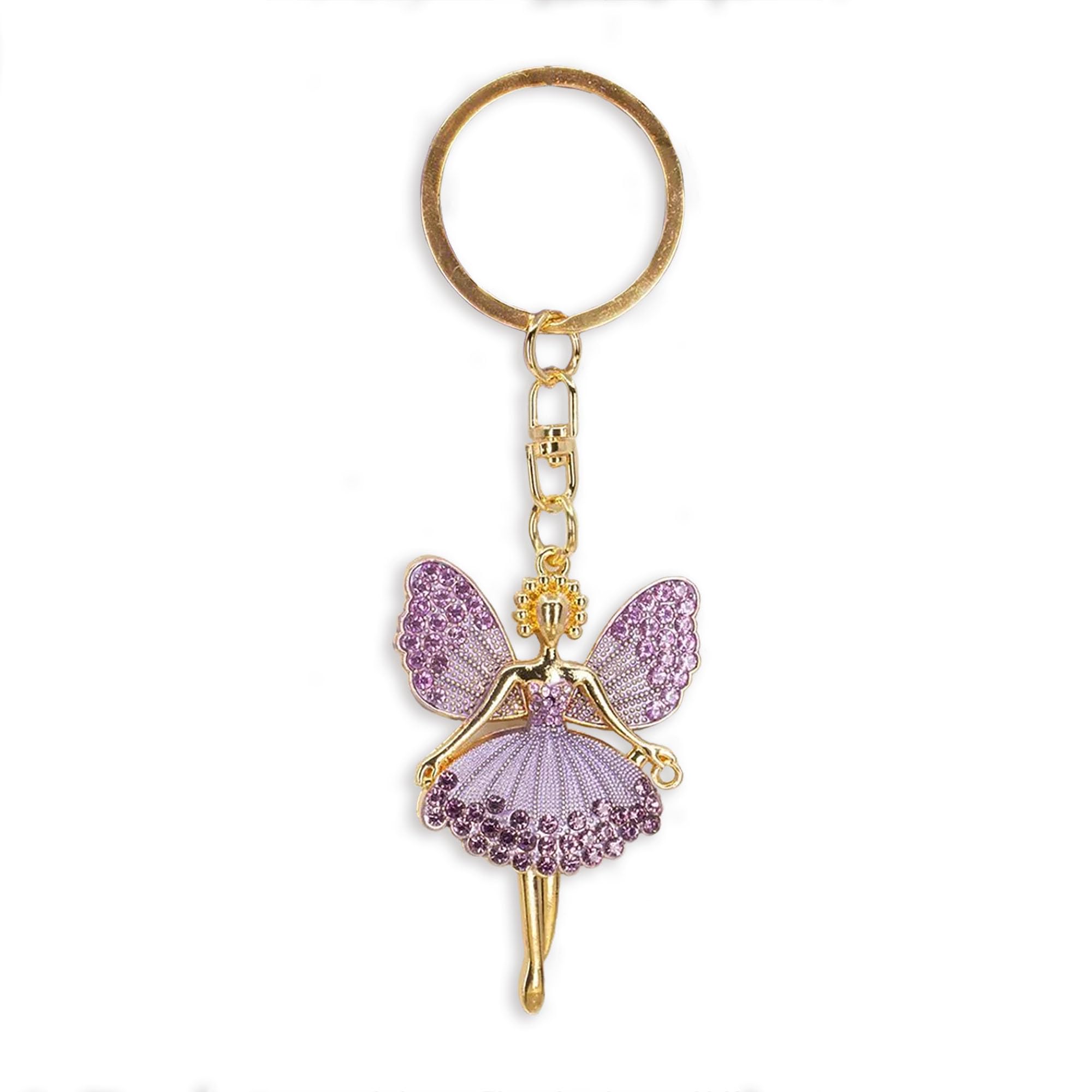 Widdop & Co. Angel Niece Purple Crystal Keyring – Gold Charm Sentimental Keepsake Gift for Her
