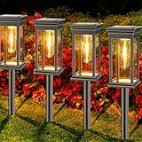 Solar Lights Outdoor 8 Pack, Bright Solar Pathway Lights Outdoor Waterproof for Outside, Auto On/Off Solar Garden Lights Landscape Decorative for Yard Patio Walkway Driveway Lighting, Warm White