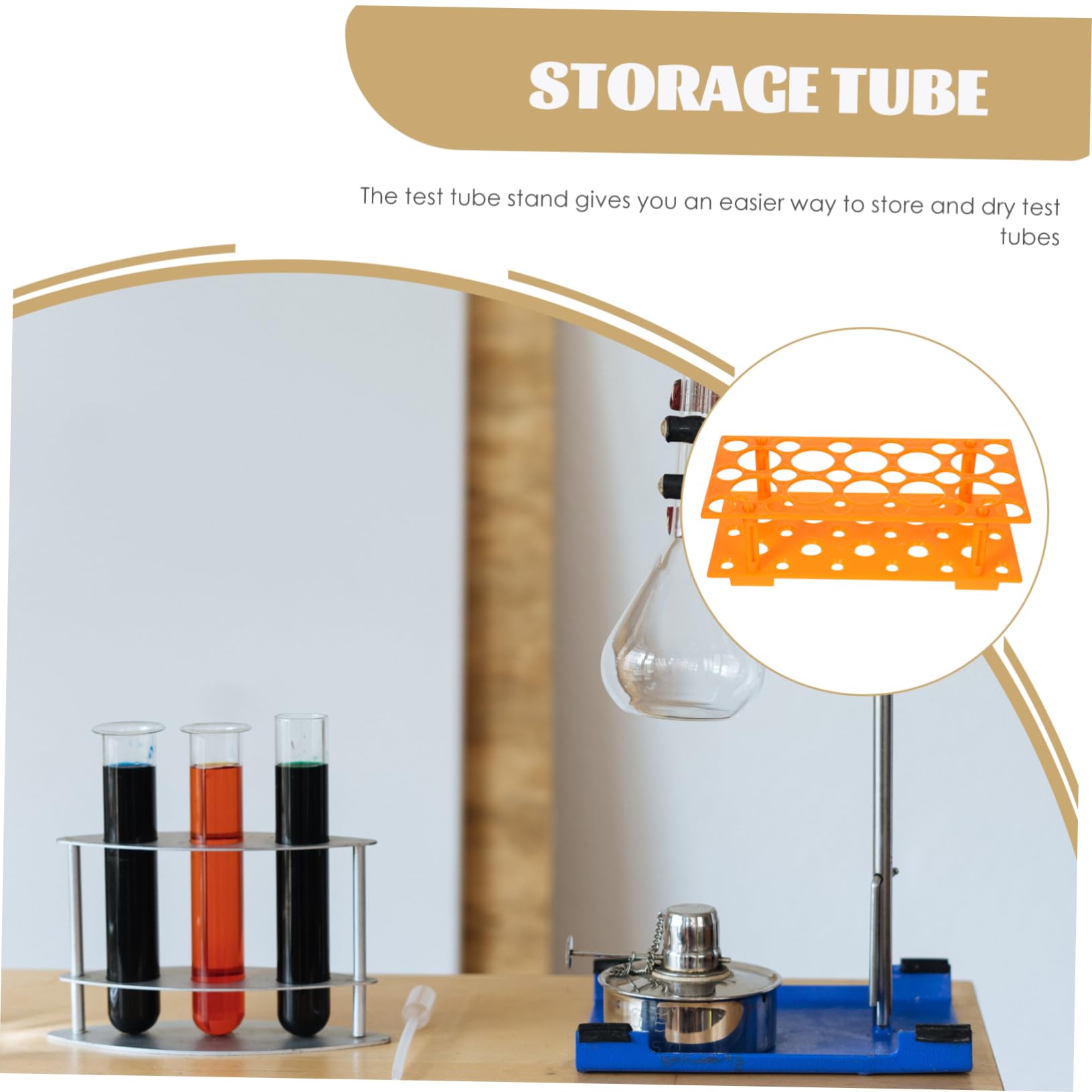 FUNOMOCYA Rack Sampling Tubes Rack Lab Tube Racks Test Tube Stand Test Tube Organizer Vial Holder Test Tube Holder Test Tube Rack Stand Pp Orange