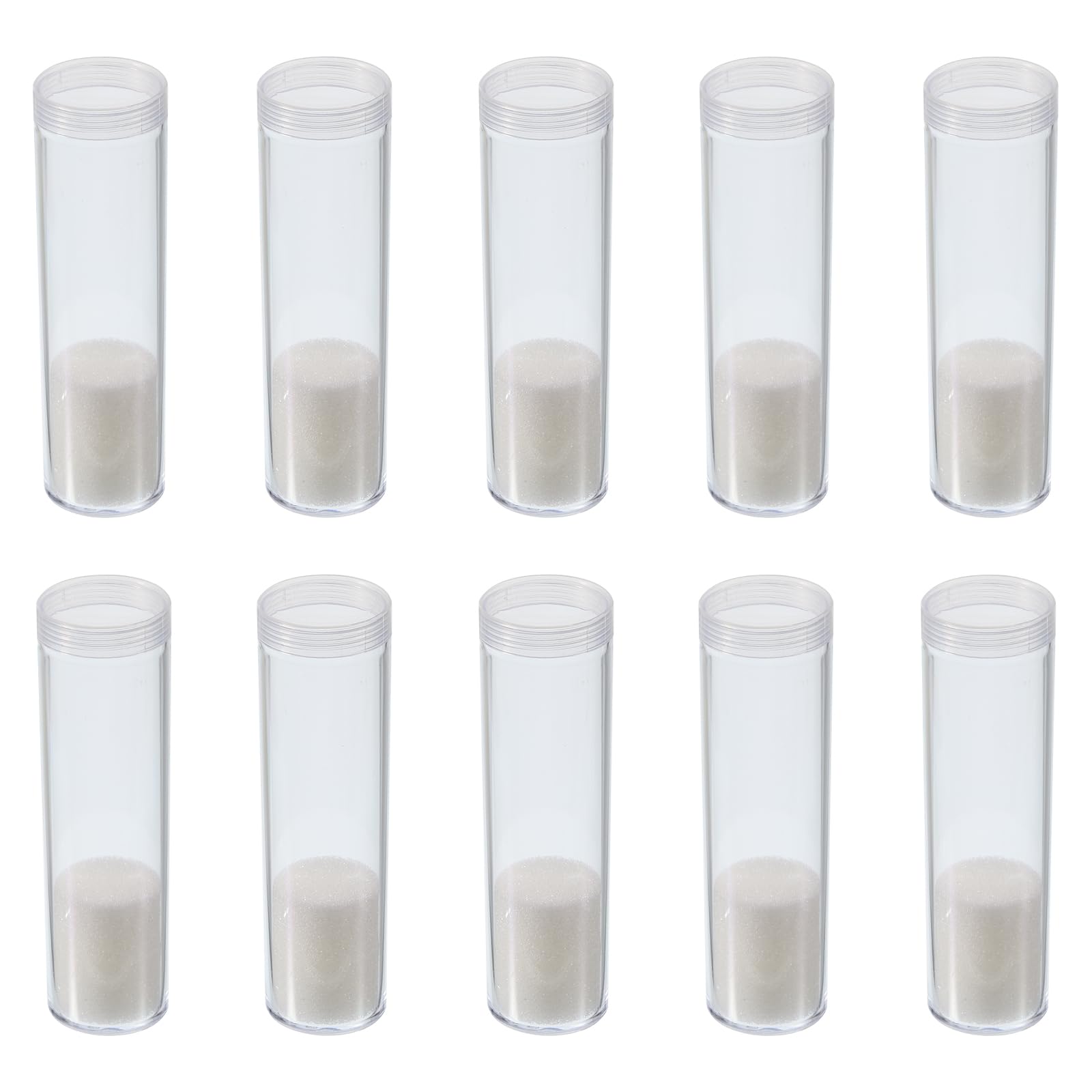 PATIKIL Round Coin Tubes, 10 Pack Coin Storage Tubes with Screw Lid Plastic Coin Holders Containers Fit 25mm Coins for Collection Supplies, Clear