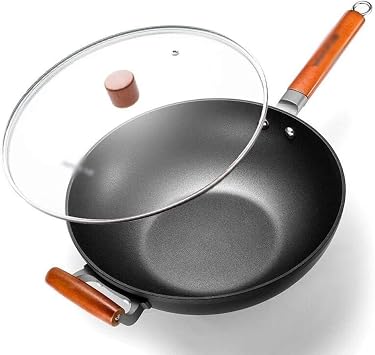 Non-stick Pan Wok Household Cooking Pot Induction Cooker Gas Burner Designed for Small Non-stick Pans, 30CM