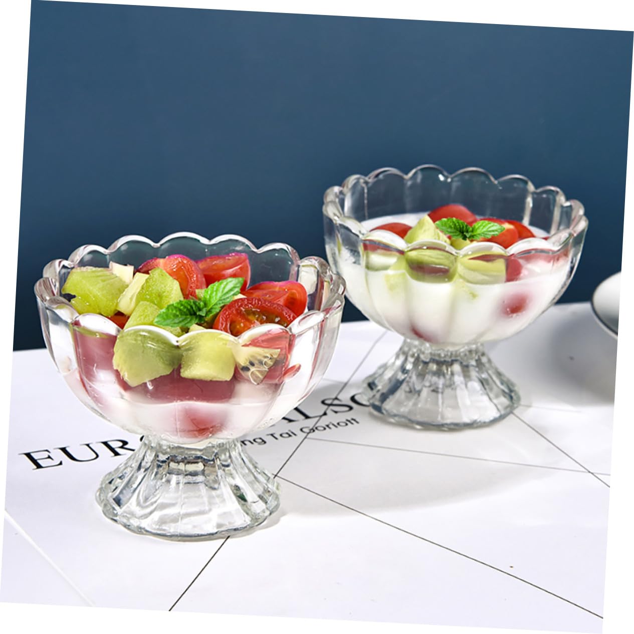 Set 6 Pezzi Tazze Da Dessert e Coppe Di Gelato in Vetro Trasparente 100 Ml, Resistenti a Caldo e Freddo, Per Budino e Uso Quotidiano Famigliare