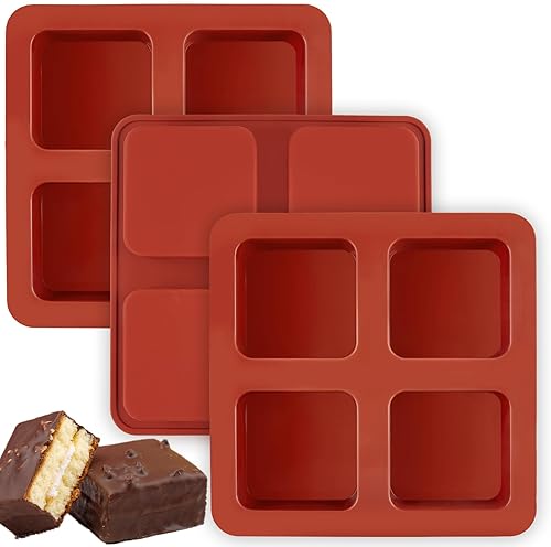 JOERSH Moldes cuadrados de silicona para tartas  Moldes de chocolate de 2.6 x 2.6 x 1.1 pulgadas para S'mores, malvaviscos, brownies, galletas