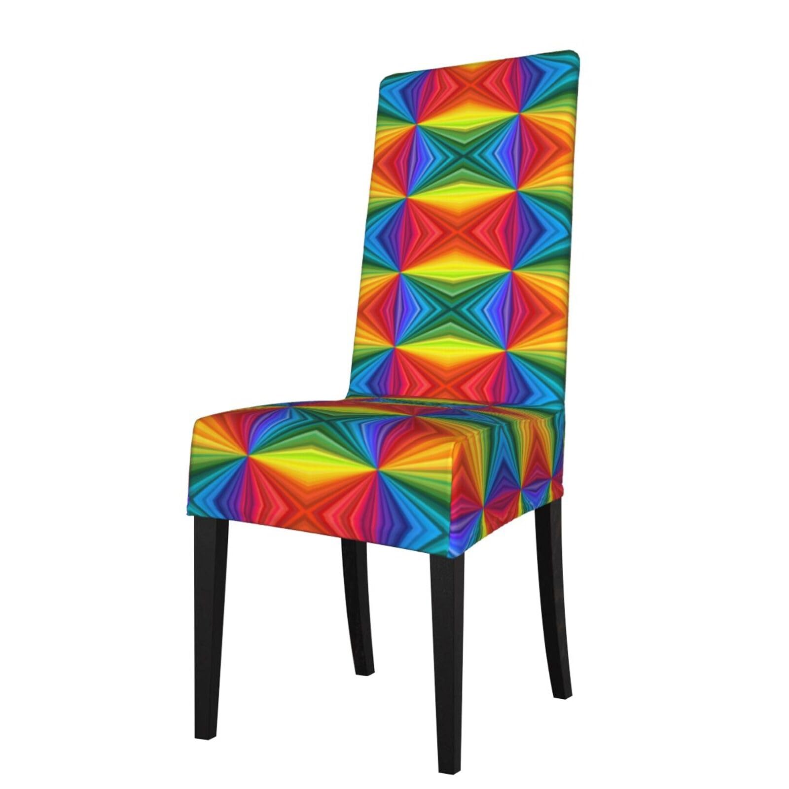LKYMOH Rainbow Colored, Chair Covers Stretch Chair Slipcovers for Dining Room, for Party Pet Protection Universal Fit Soft Polyester