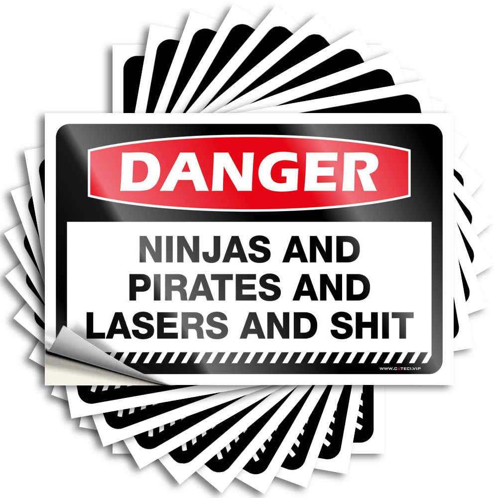 Fzfn Colour Bumper Book Vinyl Decals, Love Decor Waterproof Case Stickers For Water Bottle | Danger Ninjas And Pirates And Lasers And Shit Perfect For Dart Laptop Decor(8X12cm)