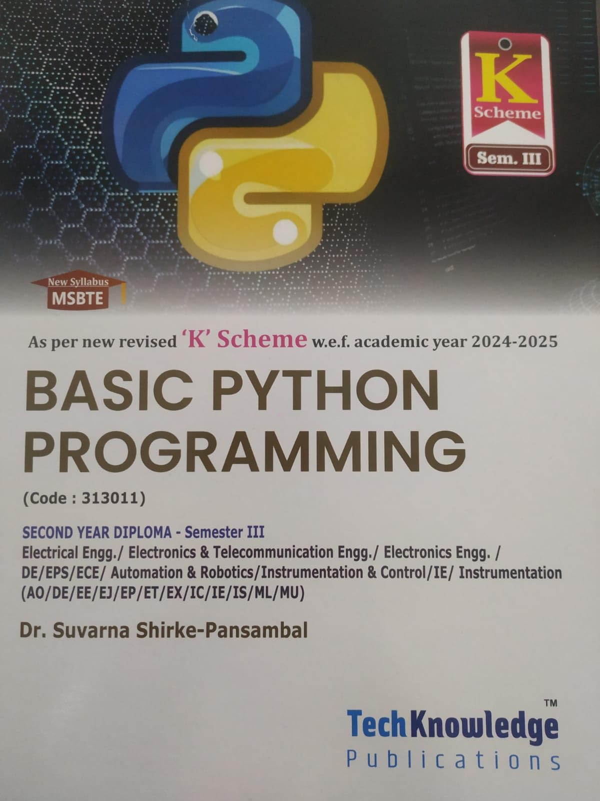 Basic Python Programming - K Scheme Sem 3 E &TC Engineering Maharashtra State Board of Technical Education (MSBTE)