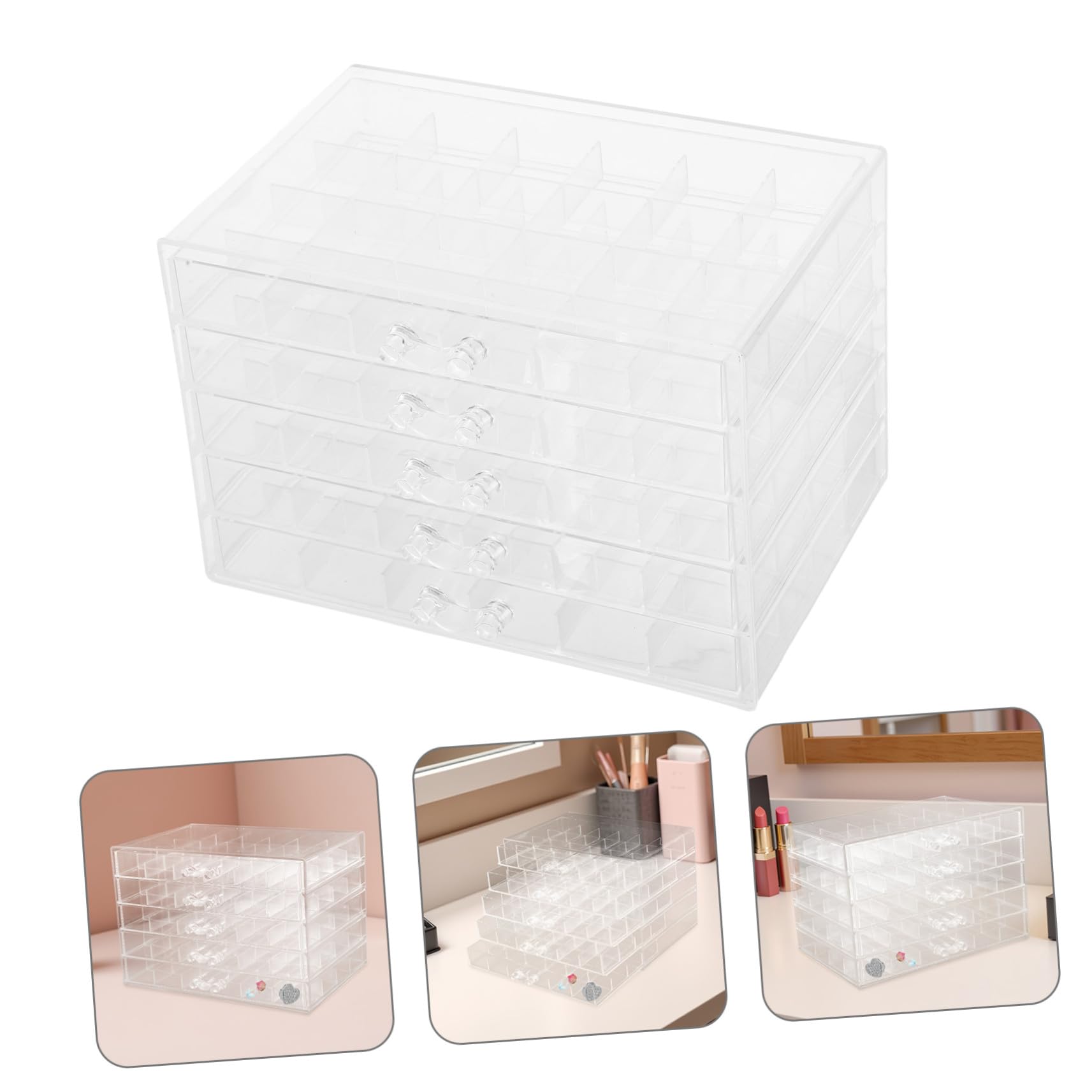 Ohrring Aufbewahrungsbox aus Acryl mit 5 Schubladen und 120 Fächern | Transparentes Schmuckkästchen, für Ohrstecker und Ringe, Dekorativer Organizer für Zuhause