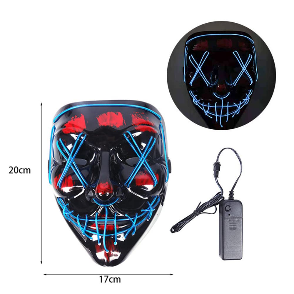 Halloween Mask, LED Light Up Mask with 3 Light Modes, Glow LED Face Mask for Halloween Festival Cosplay Halloween Costume Party Decorations (Fluorescent Green) - Image 2