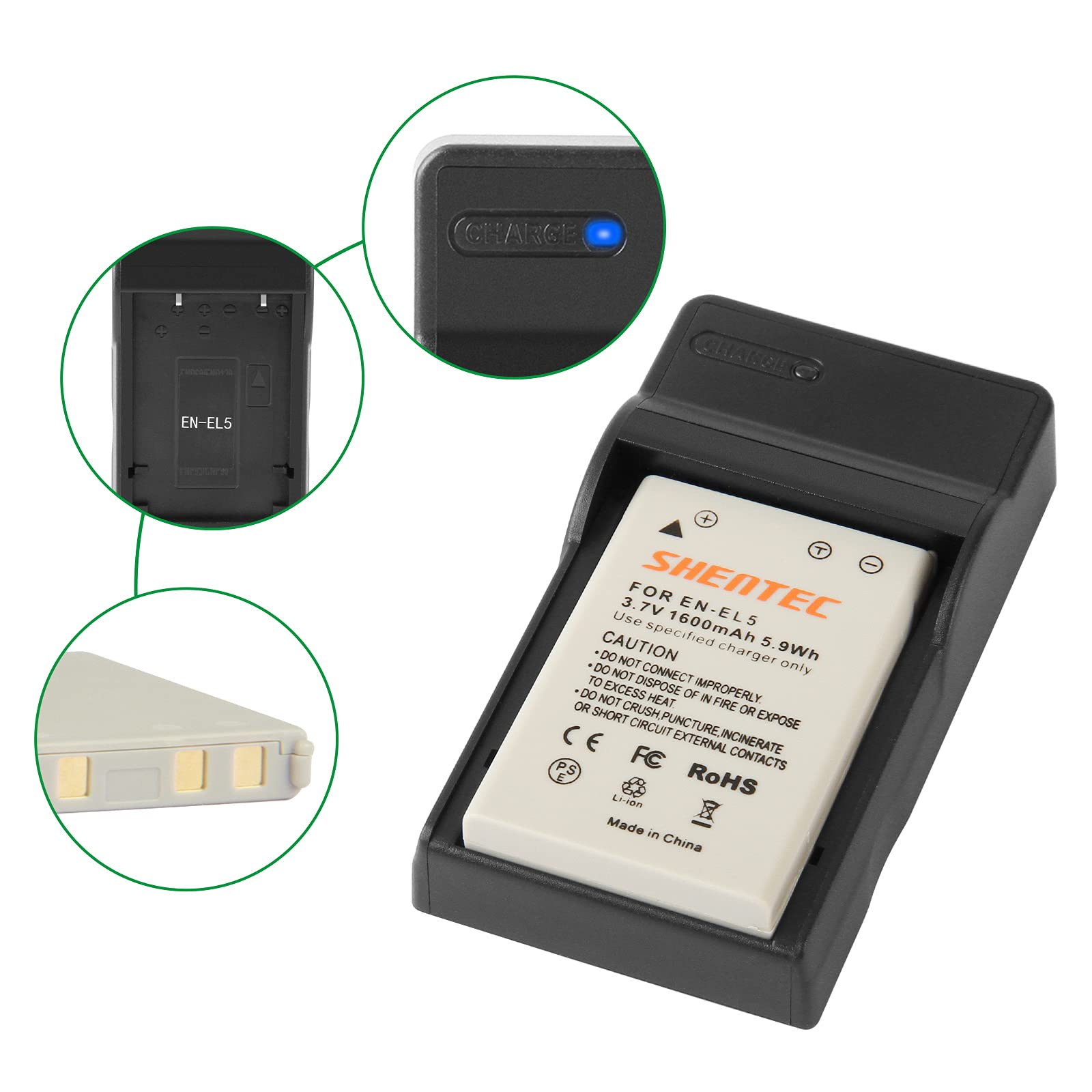 2X Shentec Batteria EN-EL5 per Nikon EN-EL5 Coolpix 3700 4200 5200 5900