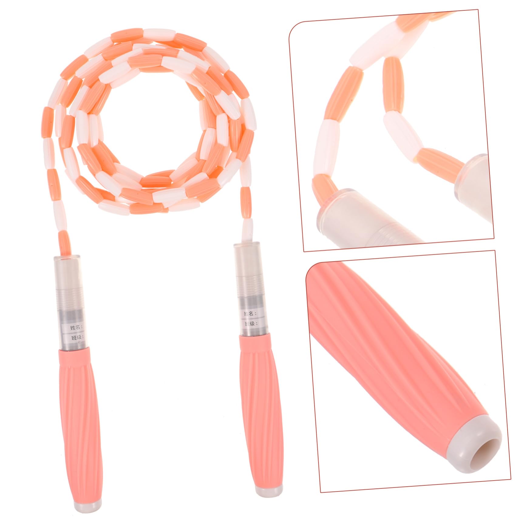 Kisangel Cuerda de Saltar de bambú sin Cable Saltando Cuerdas SOGA Beaded Jump Rope Jumping Rope cómoda Cuerda para Saltar Cuerda de Saltar con Cuentas Abdominales de Silicona