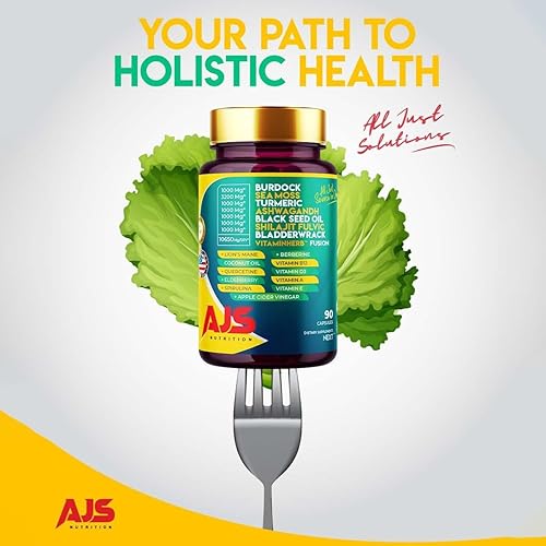 Miniatura 3 de AJS Sea Moss Capsules 3200mg, Himalayan Shilajit with Black Seed Oil, Ashwagandha, Turmeric, Bladderwrack, Burdock, Vitamins, Berberine, Lions Mane