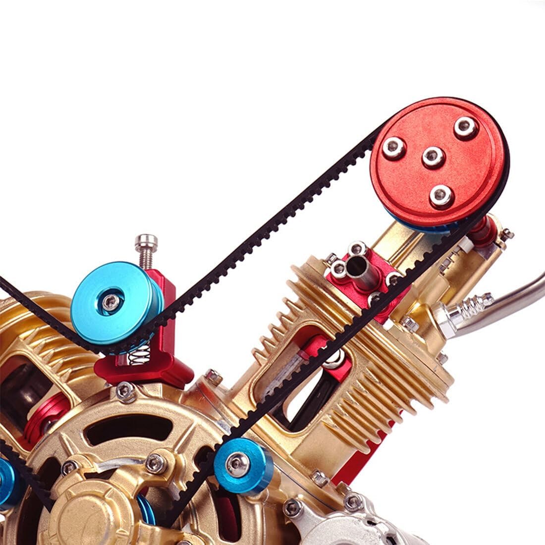 Engine Model Kit, Mini V2 Double-Cylinder Metal Engine Model, Educational Physics Experiment STEM Toys, Teens & Adults Gifts, 13LLUAYH51C711OI