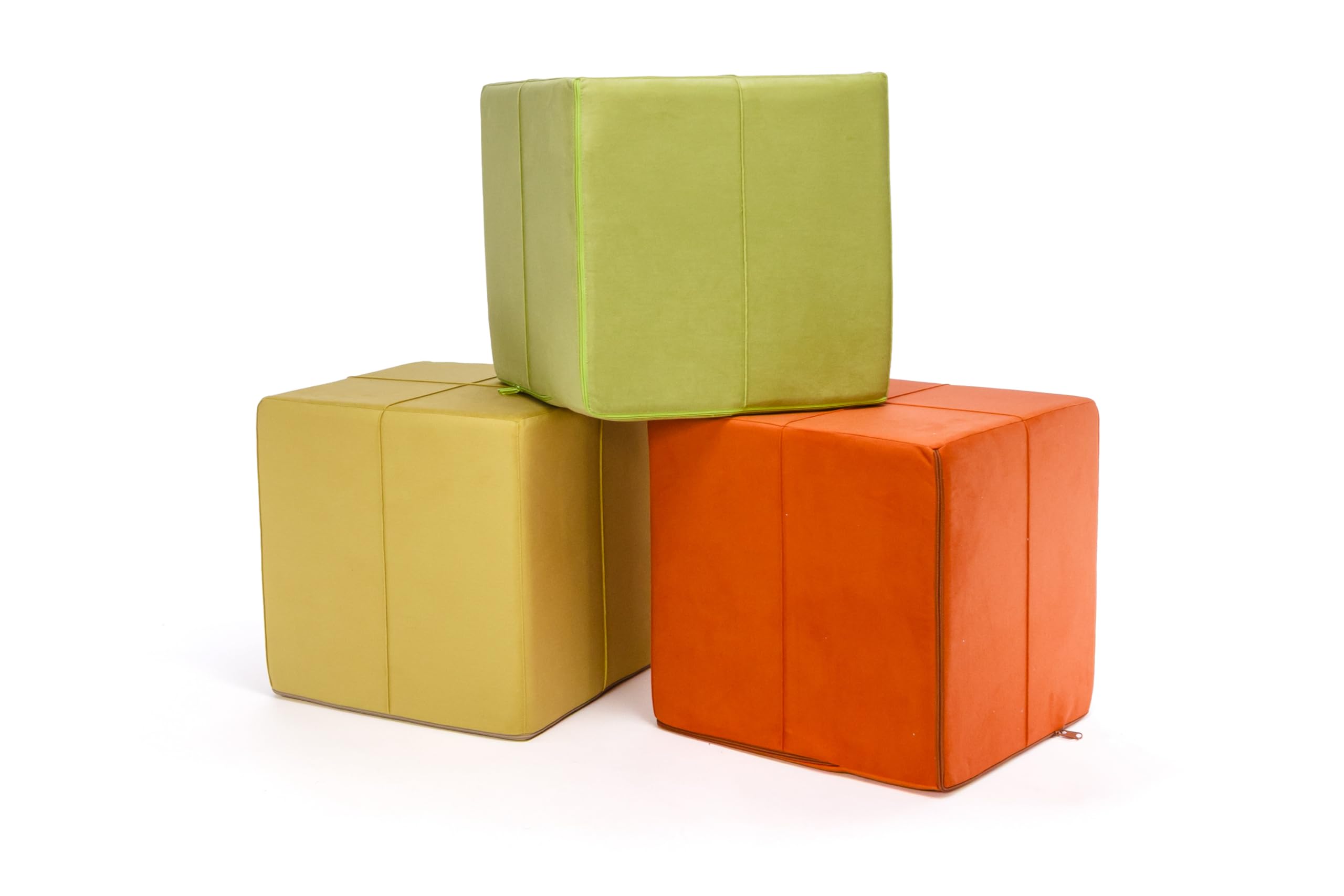 Ecopuf Cube - Sitzhocker Hocker Kunstleder Mikrofaser Sitzbox Quader Würfel Pouf Ottomane Fußbank für's Wohnzimmer Wohneinrichtung 40x40x40 cm Faber Gelb A28