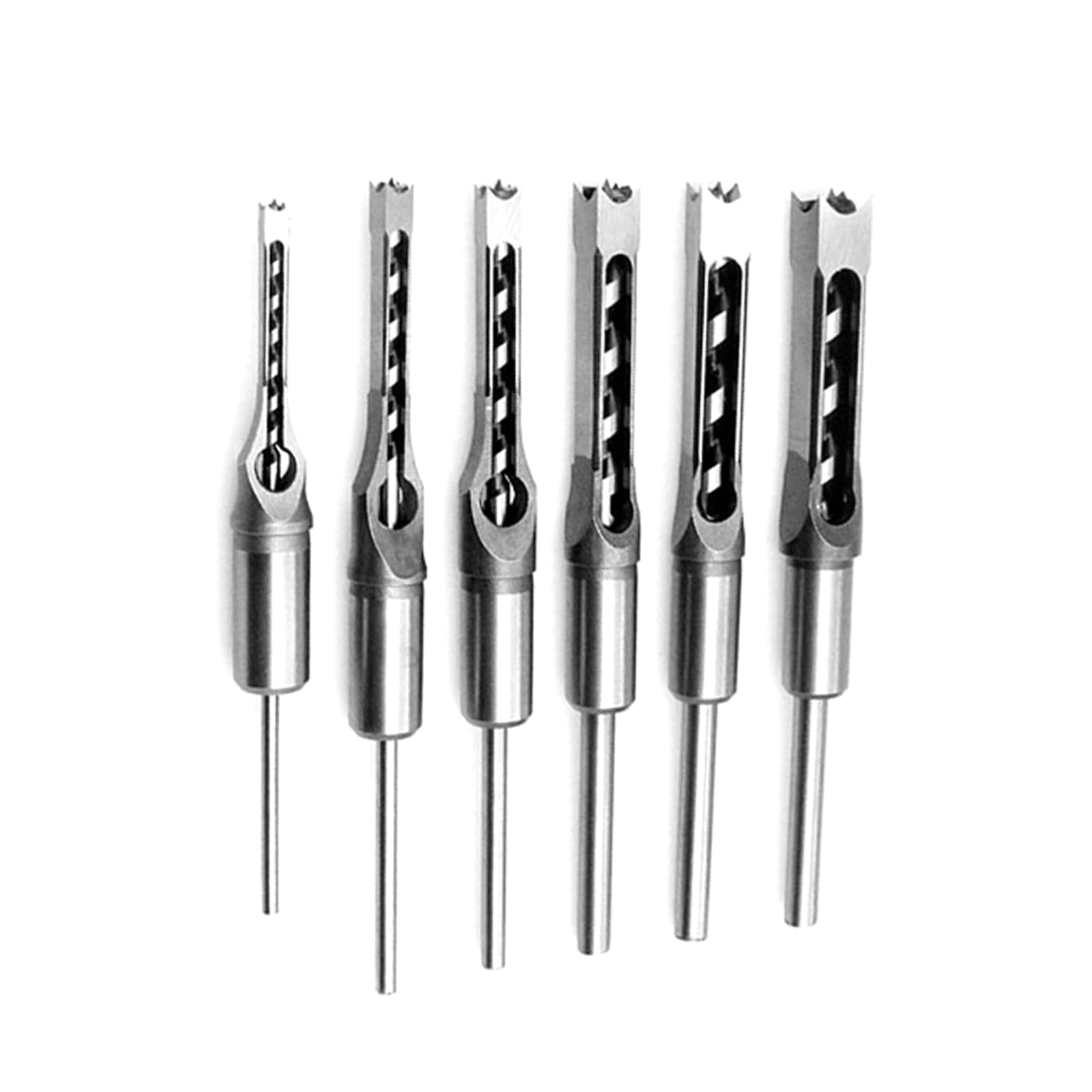 Mingzhe Juego de Brocas para Agujeros Cuadrados de Acero con Alto Contenido Carbono, 7 Piezas para Madera, Adecuadas MDF y Pino, Herramienta Eficiente Cincel Embutir (6 piezas)