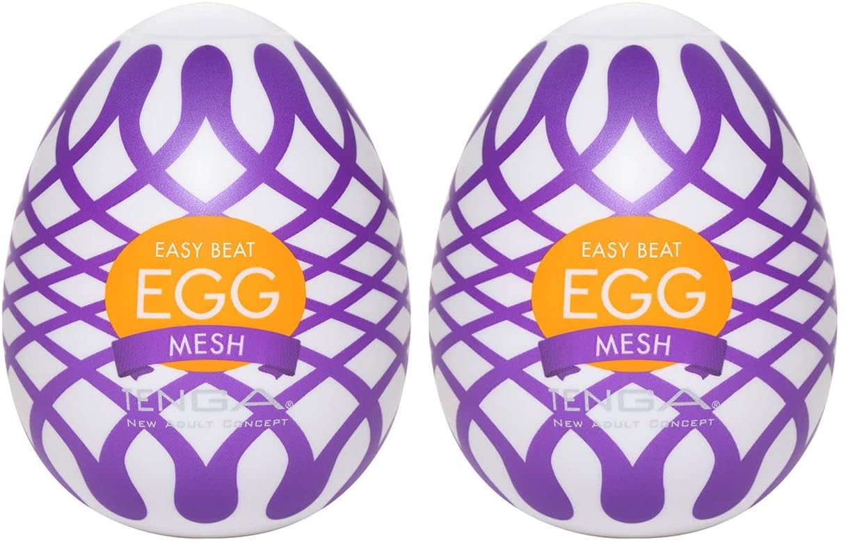 TENGA Disposable, One-Time Use Easy Beat Egg Male Portable Pleasure Device, Mesh (Pack of 2)