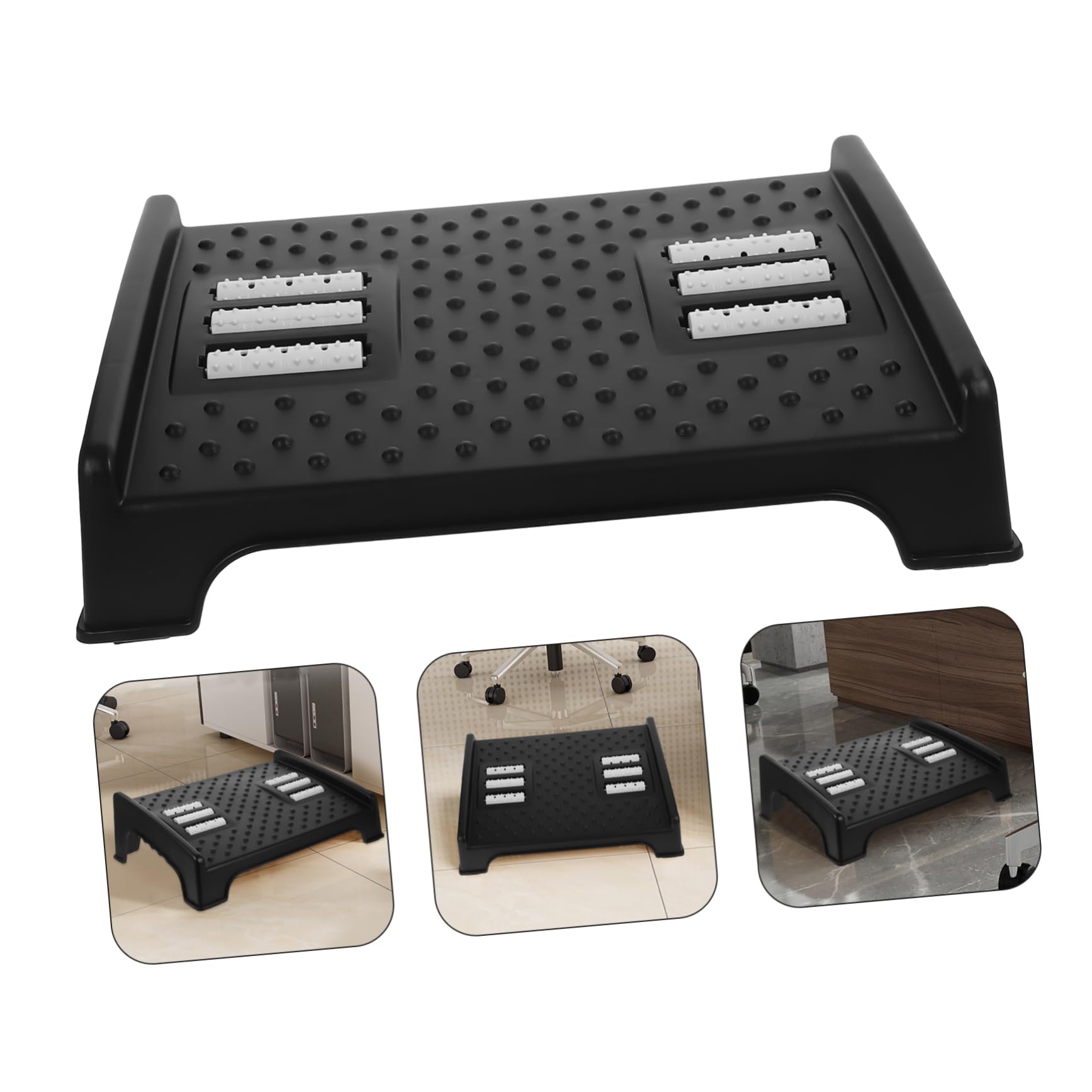 Sgabello Poggiapiedi da Ufficio in Plastica Nero, Ergonomico