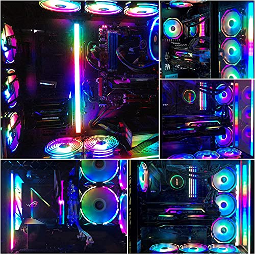 ELLENNE 2X Striscia LED RGB Per Case PC - 35cm 21 LED, 5V 3Pin, Compatibile Con ASUS AURA, MSI Mystic Light, Gigabyte RGB Fusion